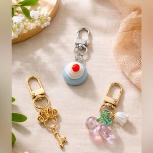 3 Handcrafted Charm Keychains Set
